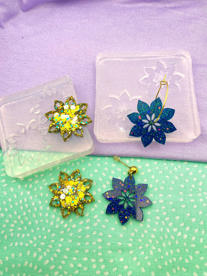 Sunflower Dangle hoop Spinner Earring Mold