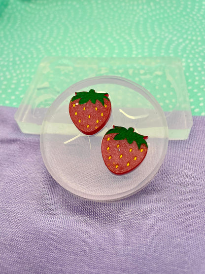 1.7 cm strawberry stud or small dangle earring mold