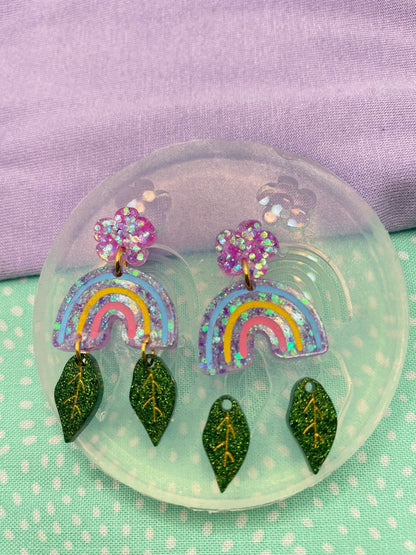 Medium-small Botanical Rainbow Dangle Earring Mold