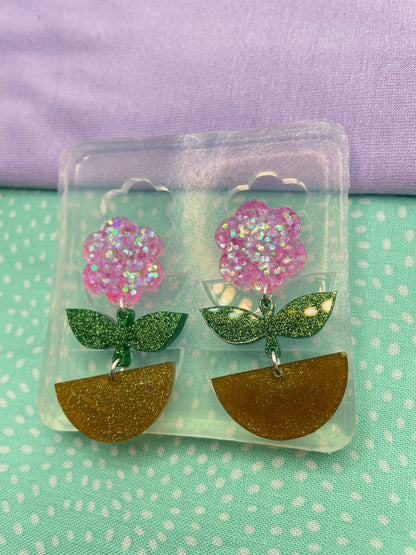 Flower garden Pot Dangle Earring Mold