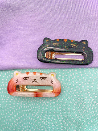 Happy Sweet Grumpy Cat Barrettes Hair Clip Mold Set