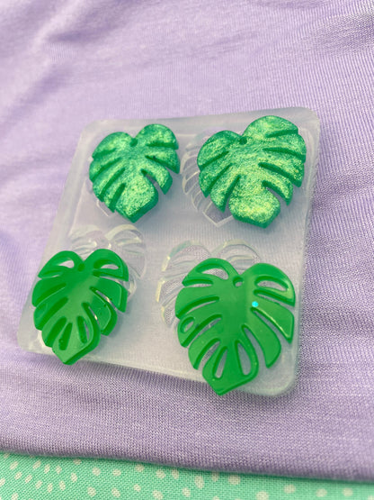 Small Monstera Leaf Dangle Earring Mould with pre-drilled holes