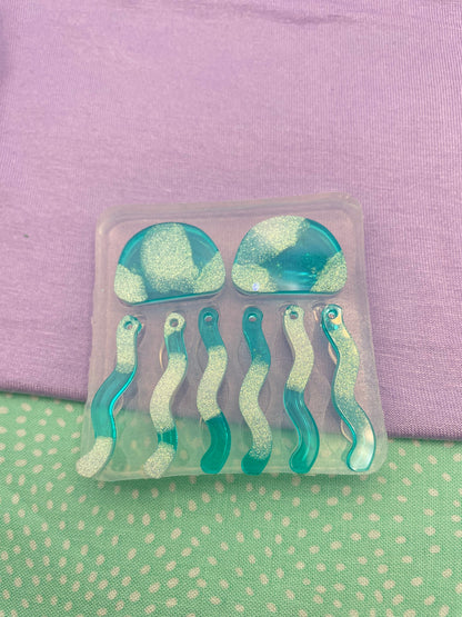 Abstract Jellyfish Waterman Dangly two-level Earring Mold