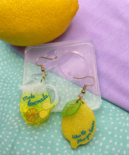 Lemonade Uplifting Life gives you lemons Dangle earring mold