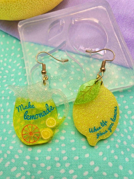 Lemonade Uplifting Life gives you lemons Dangle earring mold