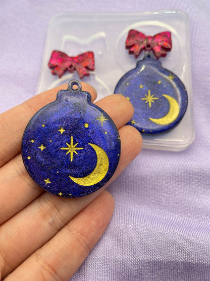 Large Silent night Celestial Christmas Bauble Earring Mold