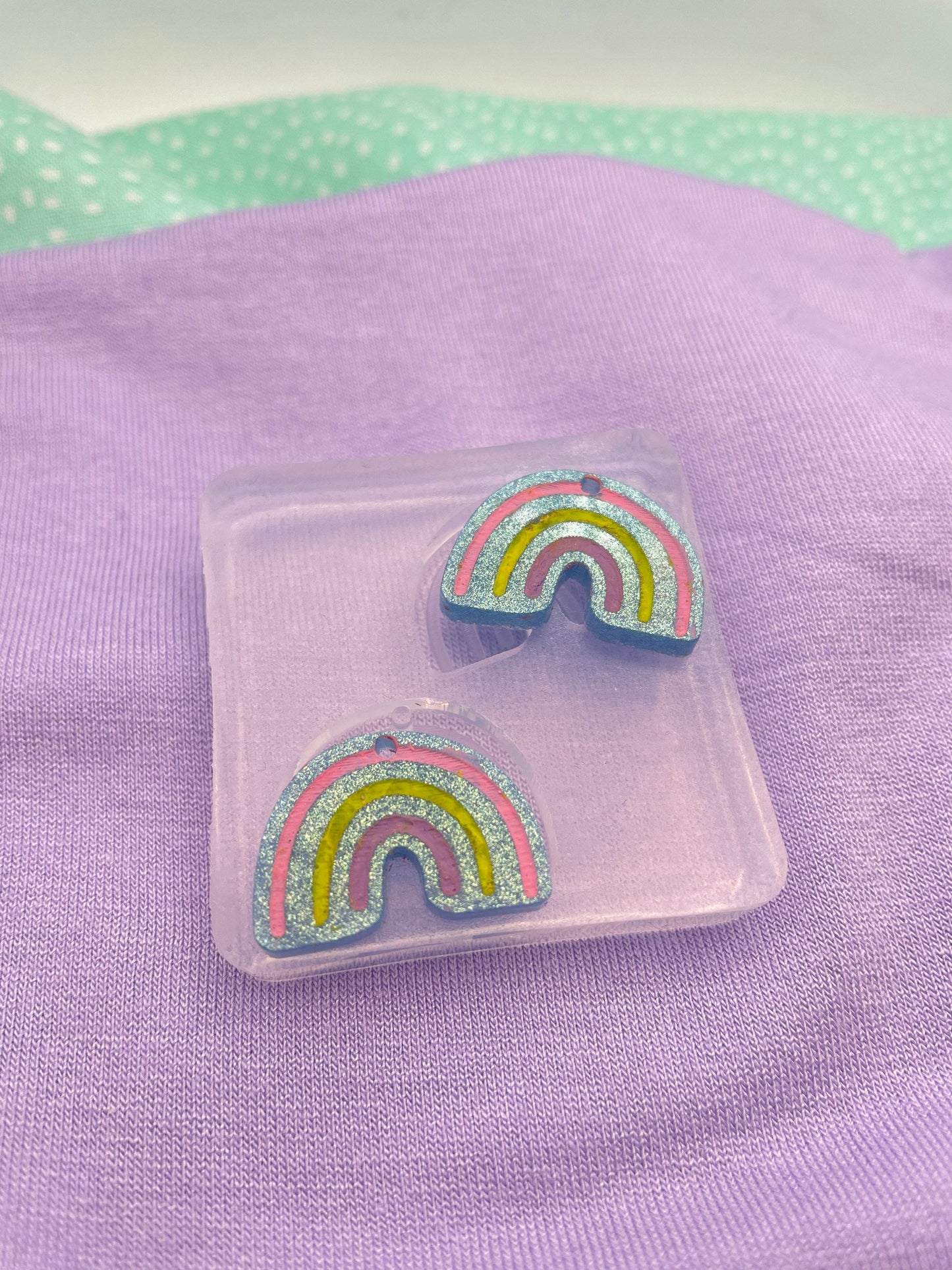Small rainbow dangle earring mold
