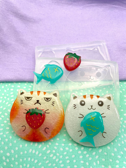 Cute Chubby Cat Keychain Set Silicone Mold