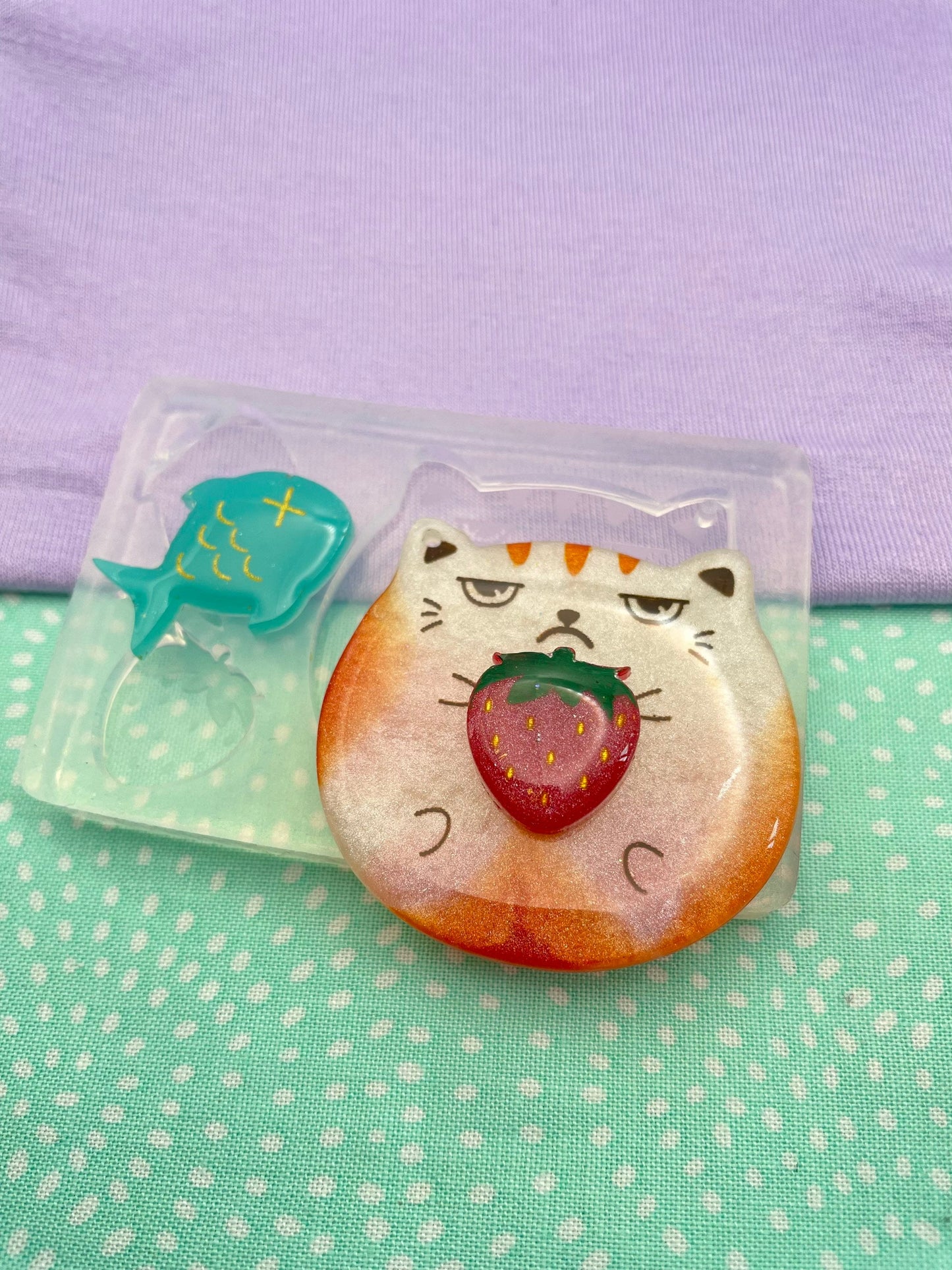 Cute Chubby Cat Keychain Set Silicone Mold