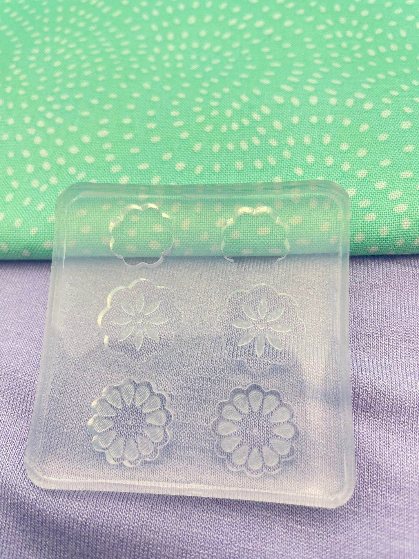 Mini Engraved flower stud trio value mold