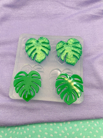 Small Monstera Leaf Dangle Earring Mould with pre-drilled holes