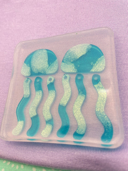 Abstract Jellyfish Waterman Dangly two-level Earring Mold