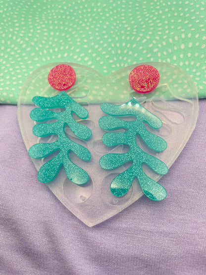 Chunky Matisse- inspired Seaweed Coral shape Christmas Mistletoe Earring mold