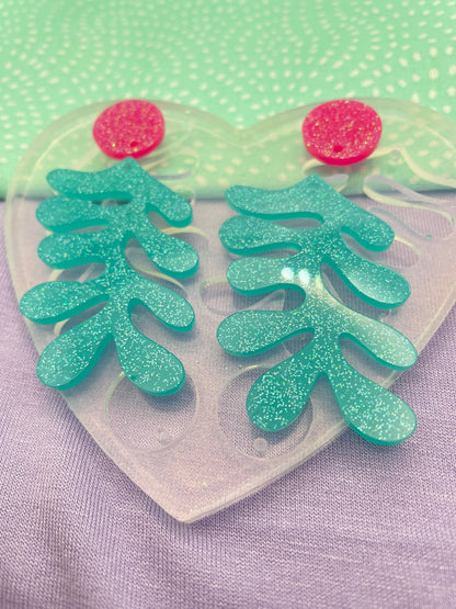 Chunky Matisse- inspired Seaweed Coral shape Christmas Mistletoe Earring mold