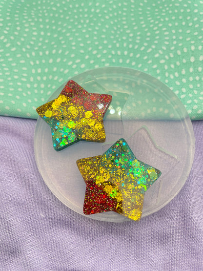 3.2 cm Large Rounded Star Dangle Earring Mold Christmas Stars