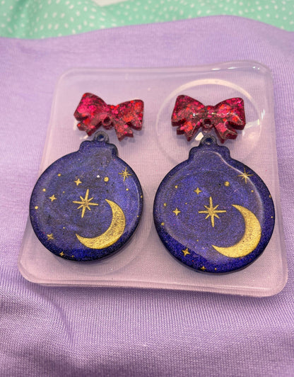 Large Silent night Celestial Christmas Bauble Earring Mold