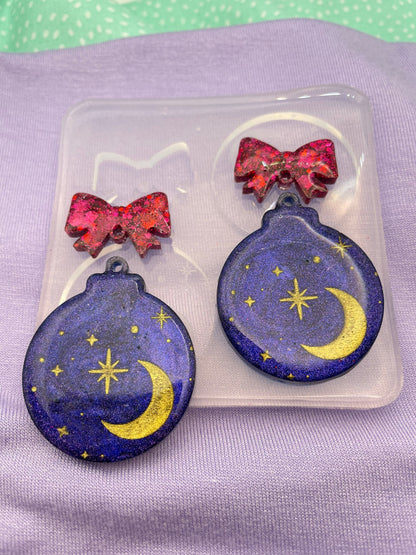 Large Silent night Celestial Christmas Bauble Earring Mold