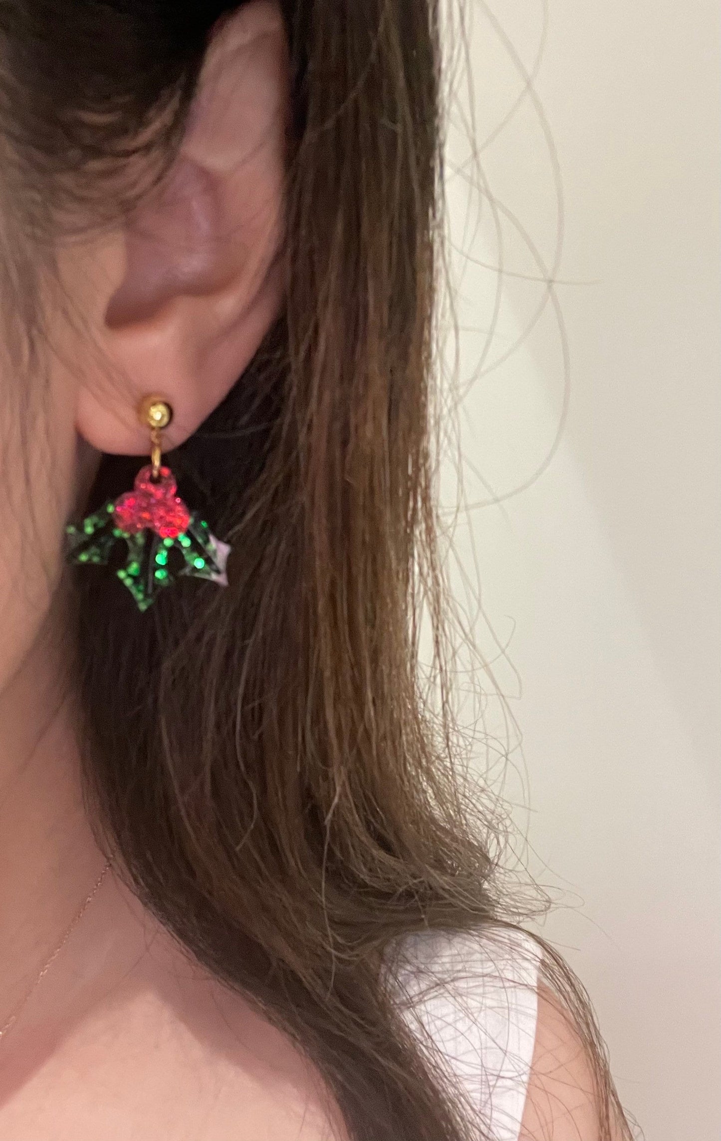 Small Christmas Holly Dangle Earring Mold