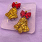 Jingle Bell Christmas Dangle Earring Mold with Ribbon Bows