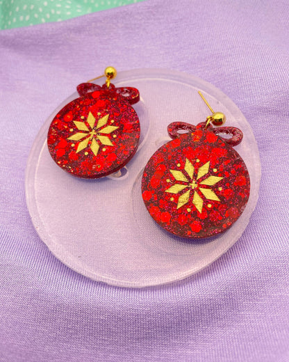 Large Scandinavian Christmas Snowflake Bauble Earring Mold