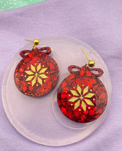 Large Scandinavian Christmas Snowflake Bauble Earring Mold