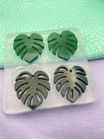 Small Monstera Leaf Dangle Earring Mould with pre-drilled holes