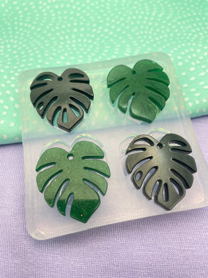 Small Monstera Leaf Dangle Earring Mould with pre-drilled holes