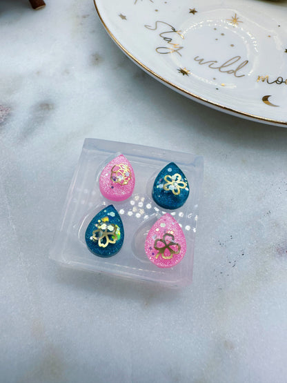 Mini Pre domed 1 cm water drop Stud Earring Mold