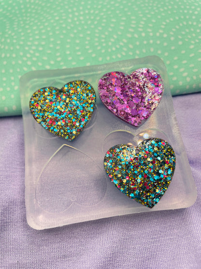 Medium size heart dangle earring mold multiple cavities