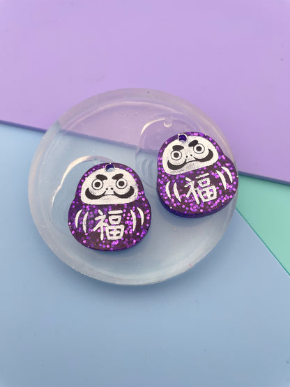 Small Japanese Daruma Wish Dolls New Year Dangle Earring Mold