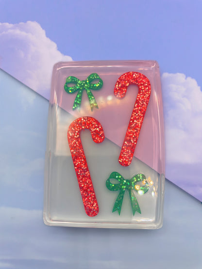 4.6 cm Candy Cane Christmas Multi-use Brooch Dangle Earring Keychain Hairclip mold