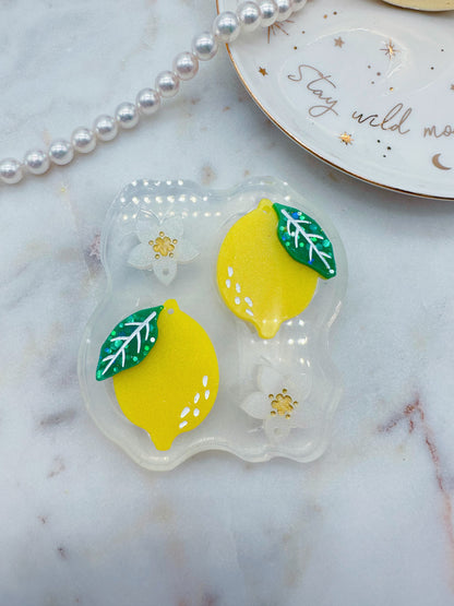 4 cm Lemon Flower Leaf Dangle Earring Mold