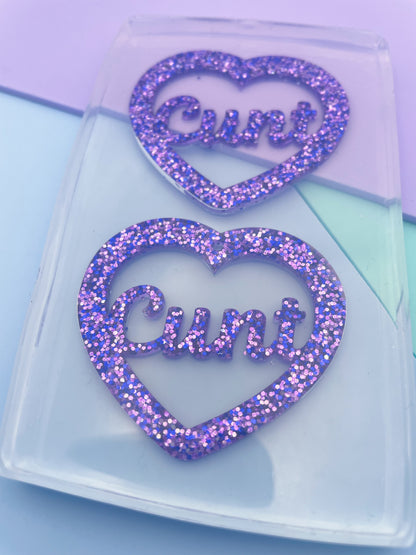 5cm Cunt Slogan Word Heart Dangle Earring Mold