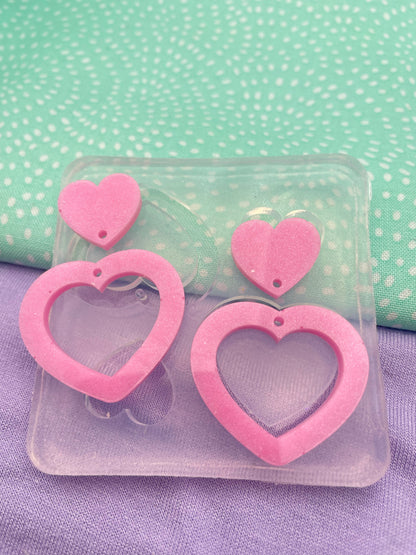 Double Heart Hoop Dangle Earring Mold