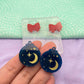 Small Celestial Bauble Christmas Earring Mold with Ribbow Bow Toppers