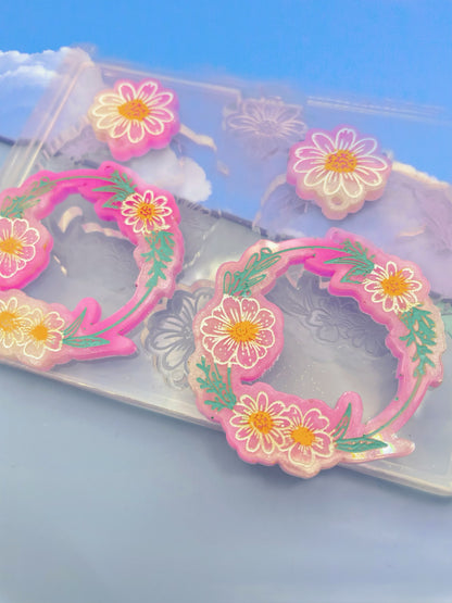 4cm Daisy Flower Wreath Dangle Earring Mold