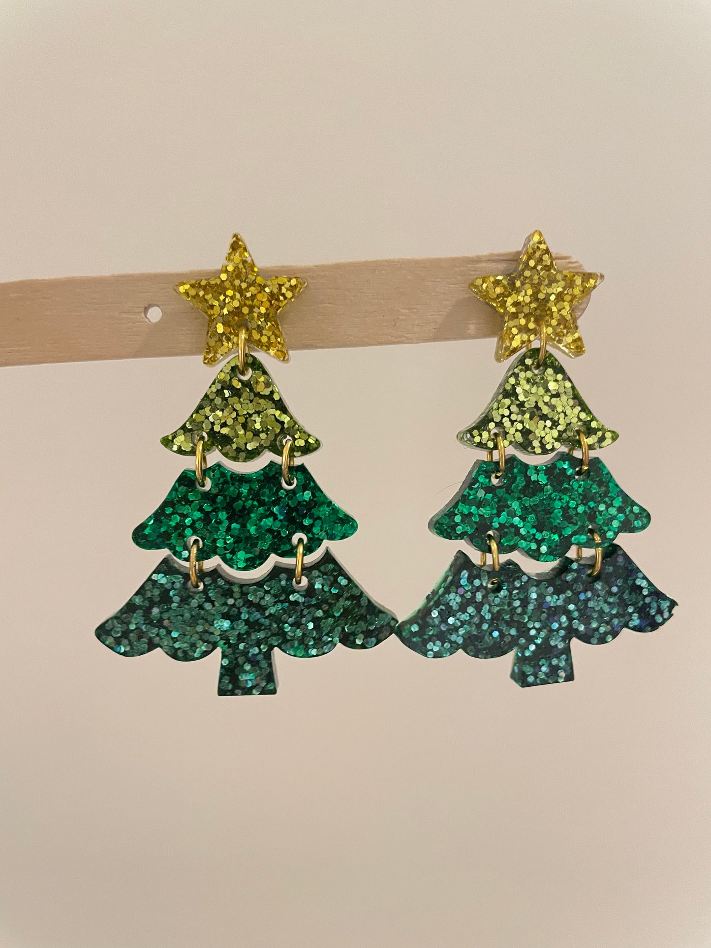 4cm 3-level Christmas Tree with Star Dangle Earring Mold