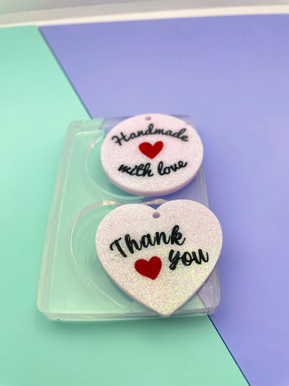 Thank you Handmade with Love tag keychain charm mold