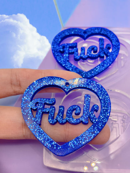 5cm Fuck Slogan Word Heart Dangle Earring Mold