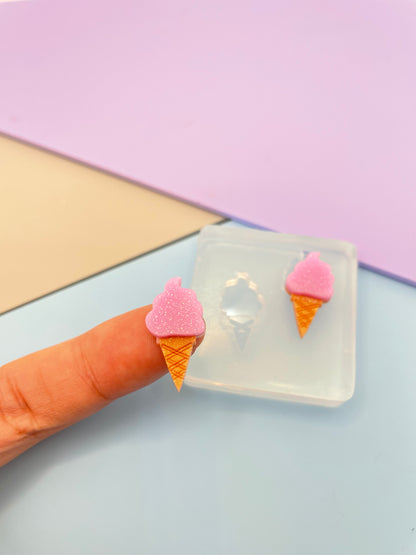 Mini Soft Ice Cream Cone Stud Earring Mold