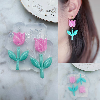 3D Tulip Flower Dangle Earring Mold