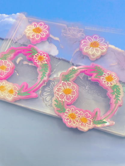 4cm Daisy Flower Wreath Dangle Earring Mold