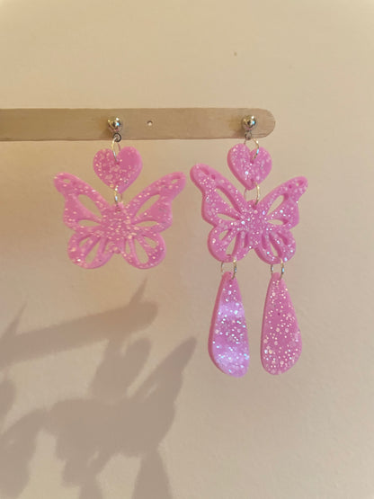 Heart butterfly dangle earring mold