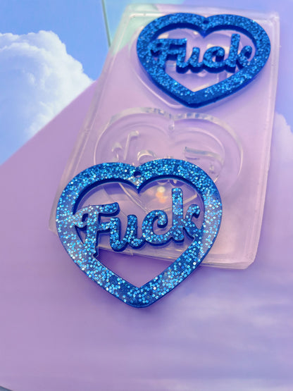 5cm Fuck Slogan Word Heart Dangle Earring Mold