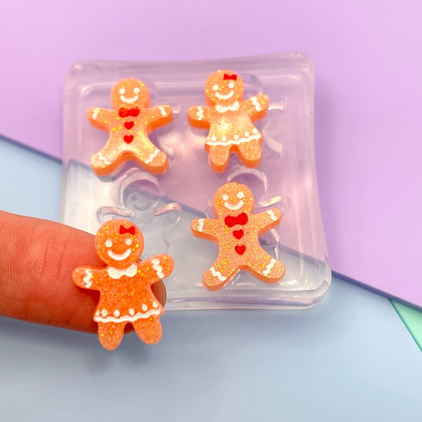 Mini Christmas gingerbread boys and girls stud earring mold