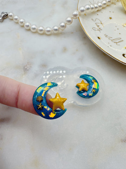 Predomed and Layered Star and Moon Stud Earring Mold