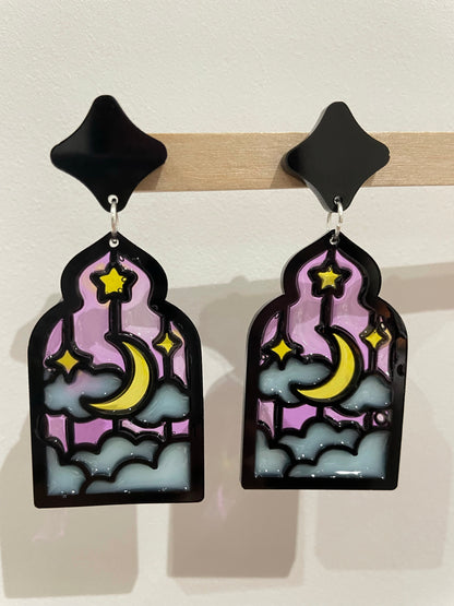 Celestial Stained Glass Window Frame Dangle Earring Mold Gothic