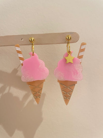 5 cm Sundae Ice Cream Waffle Cone Dessert Dangle Earring Mold