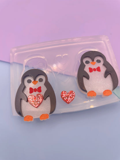 3cm Cute Penguin Multi-use Brooch Dangle Earring Mold