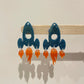4.2 cm Rocket Fire Dangle Earring Mold Spaceship Space travel